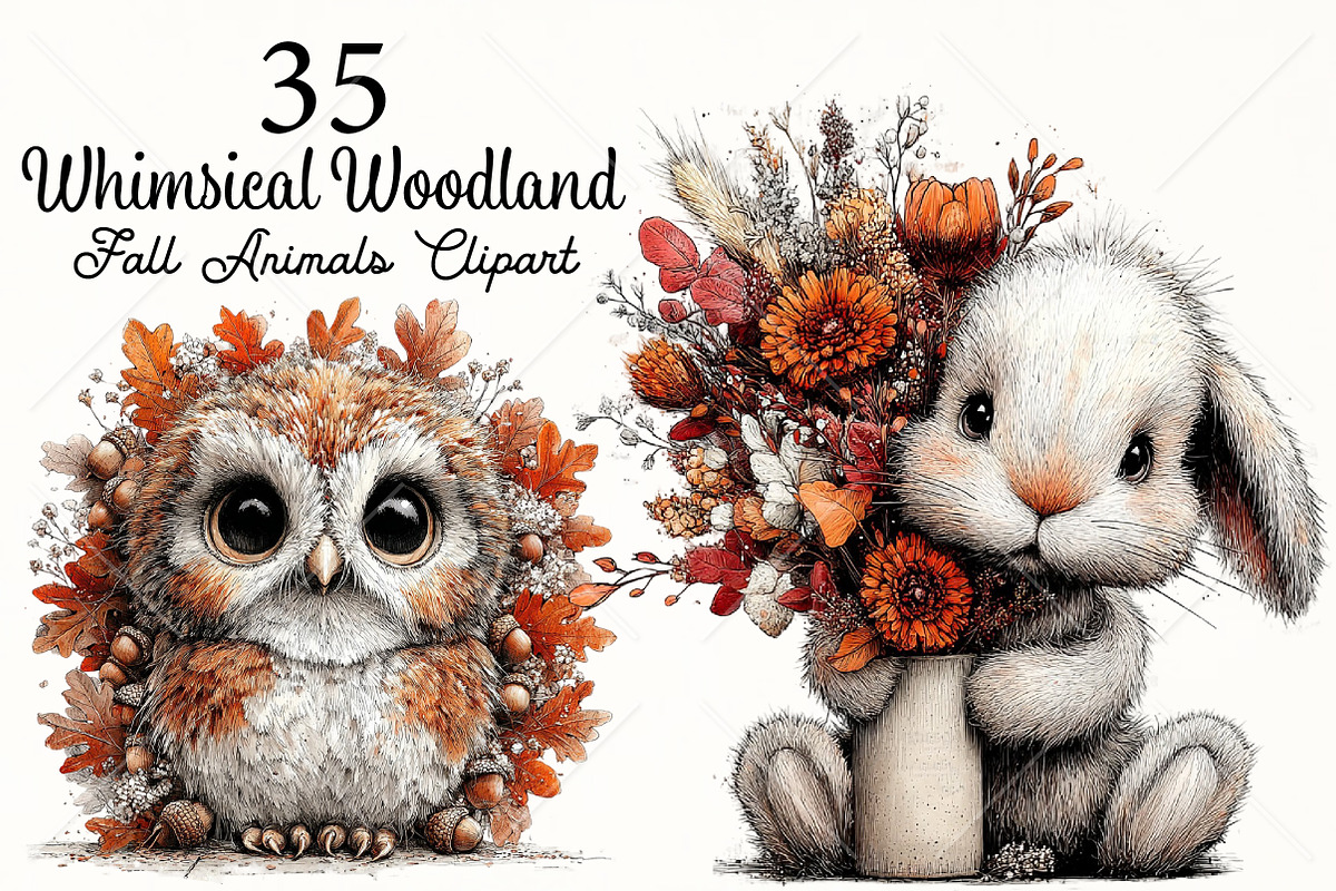 Whimsical Woodland Fall Animals PNG, a Seasonal Illustration by Canvas Craft (Photo 1 of 10)