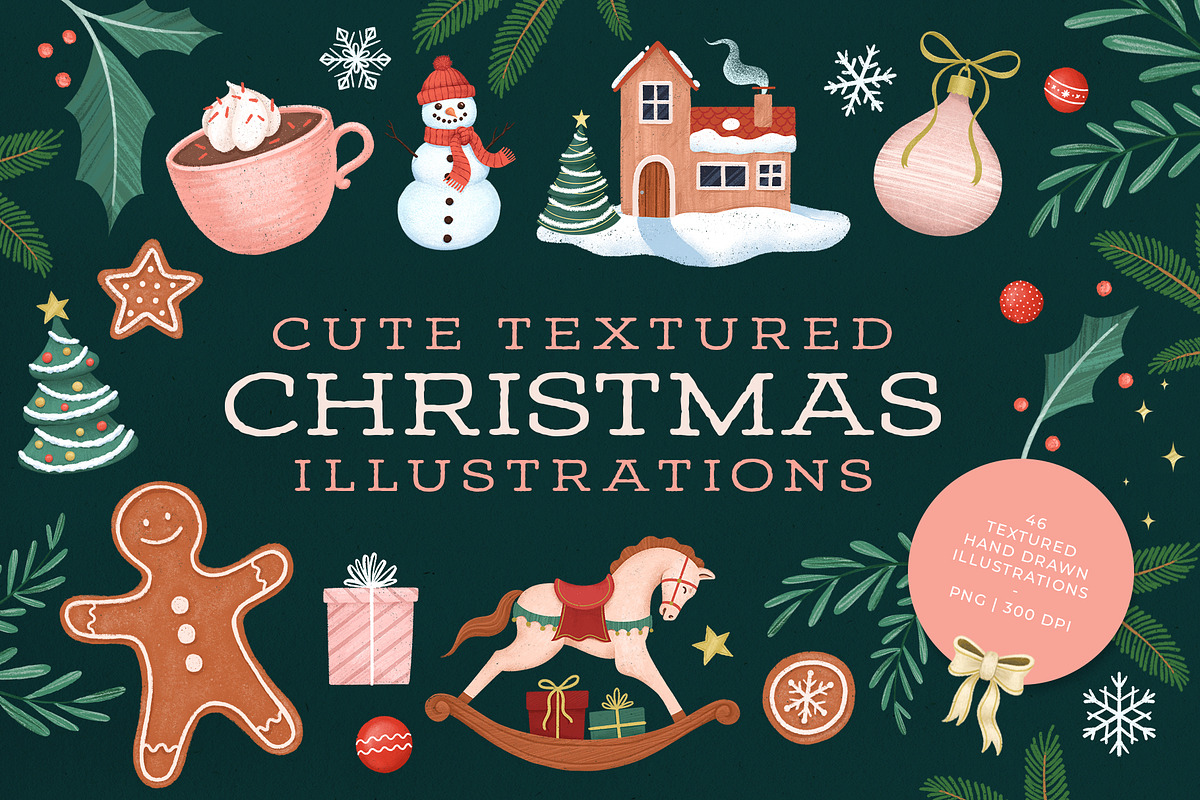 Textured Christmas Illustrations, a Texture Illustration by Ramona Schratt (Photo 1 of 4)