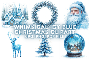 Whimsical Icy Blue Christmas clipart