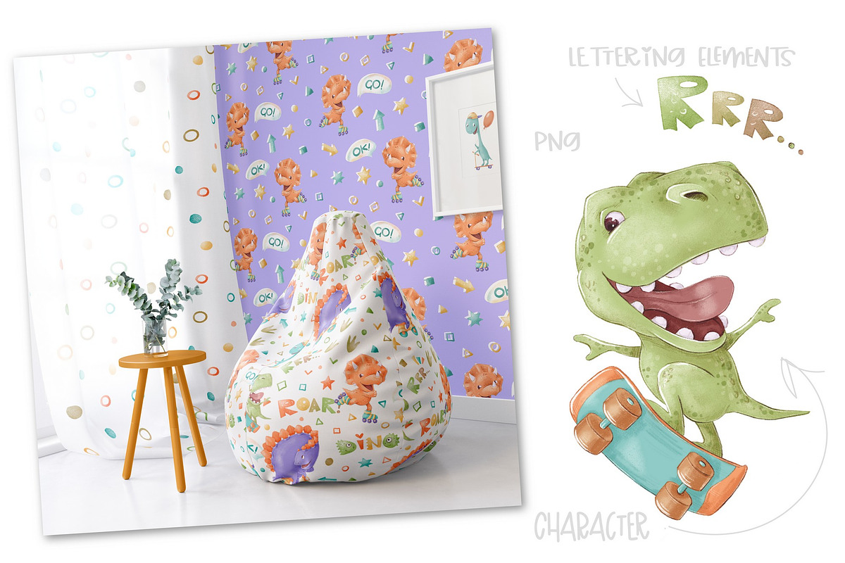 Dino boys clip art set., an Illustration by Yuliya Art (Photo 2 of 9)