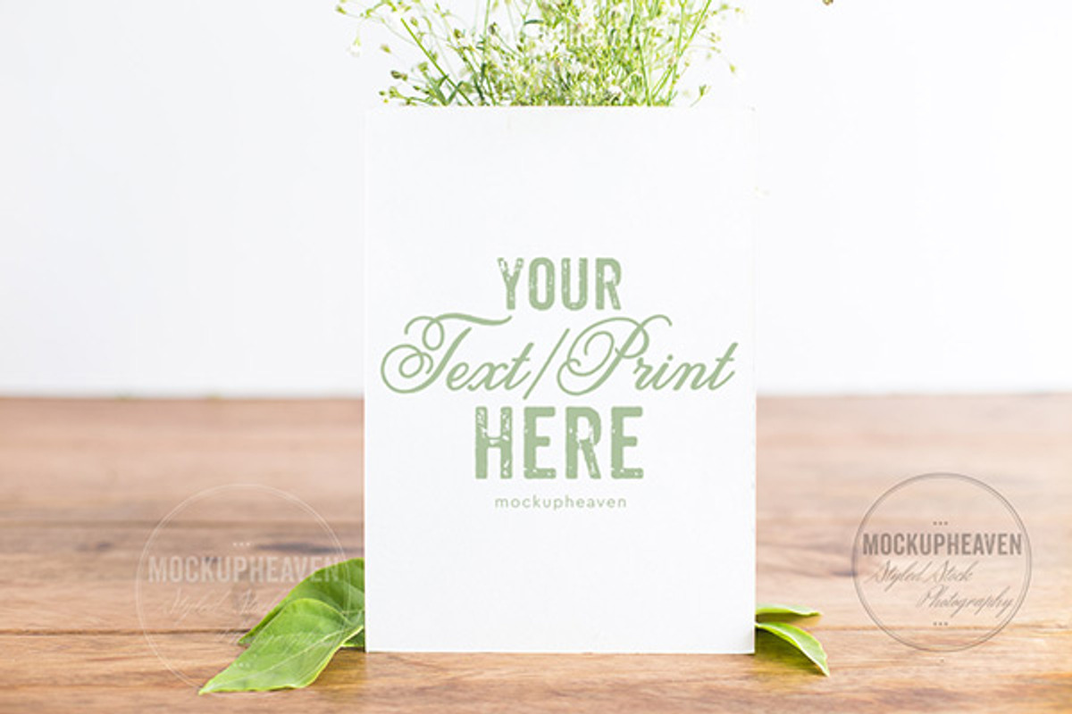 SET of 2 Rustic 5x7 Card Mockups, a Print Template by MockUpHeaven (Photo 2 of 4)