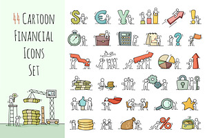Cartoon financial icons with people, an Icon by Sapunkele