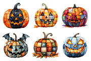 Halloween Patchwork Pumpkin Clipart, an Illustration by Daily.Designs (Thumbnail 2 of 5)