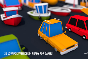 32 Low Poly Vehicles - Game Design