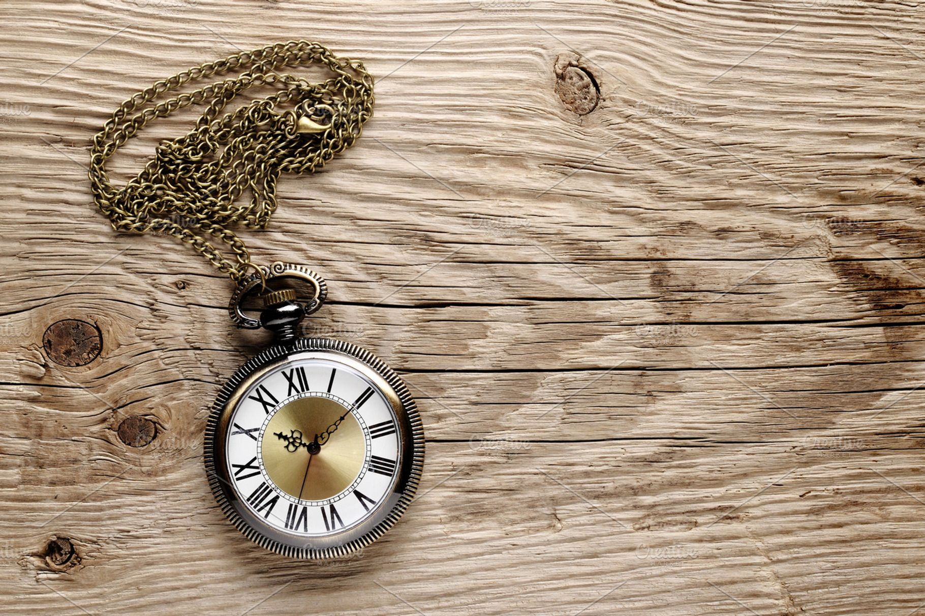 Antique Watch Featuring Accessory Chain And Bronze