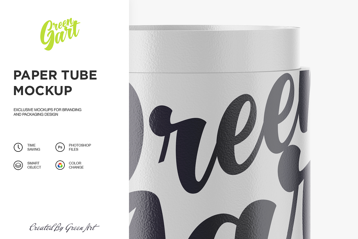 Opened Matte Paper Tube Mockup, a Packaging Mockup by Green Art (Photo 3 of 6)