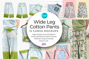 Wide Leg Cotton Pants Canva Mockup