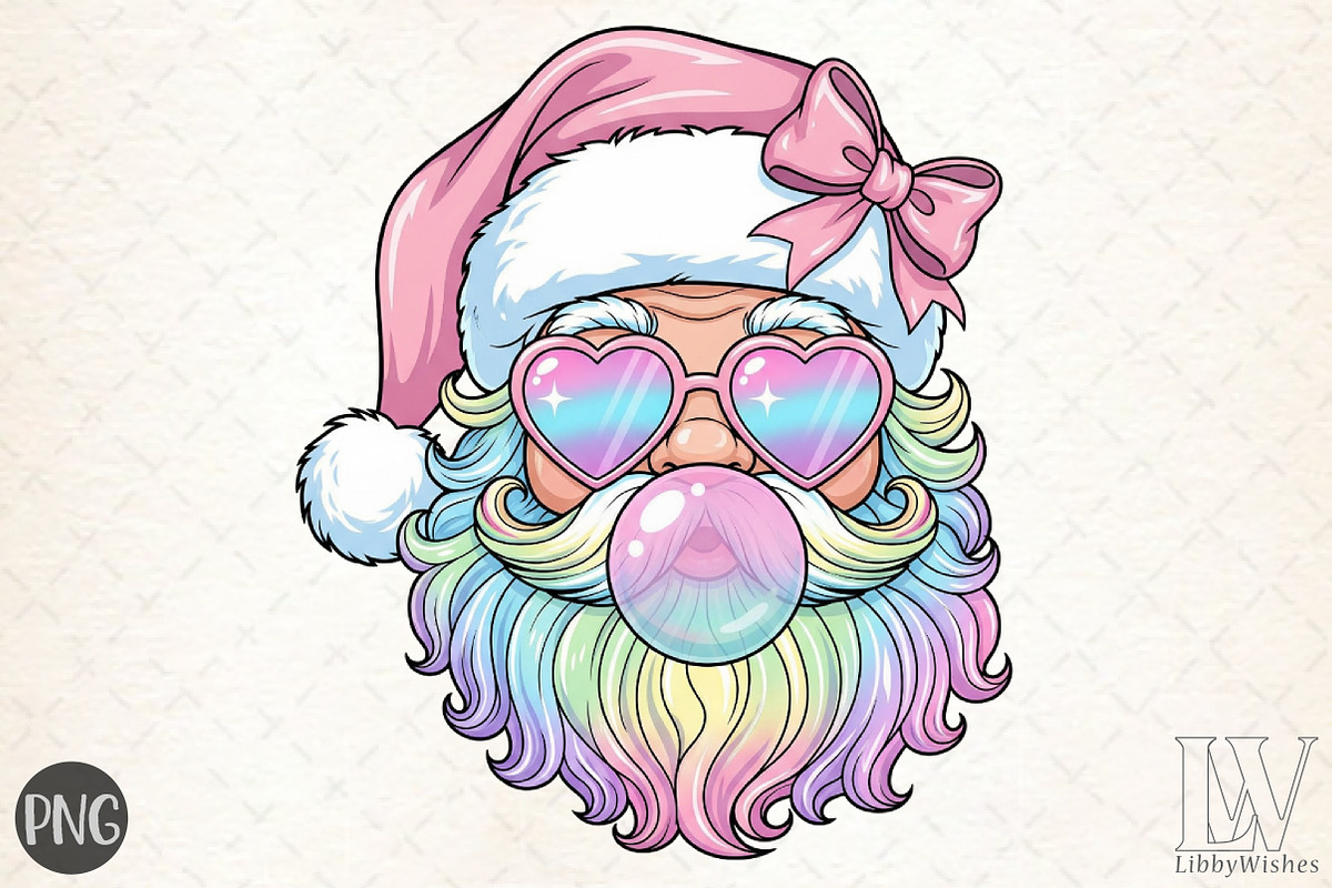 Iridescent Christmas Santa PNG, an Illustration by Libby Wishes (Photo 1 of 6)