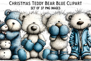 Christmas Teddy Bear Blue Clipart, an Illustration by Craft Nest (Thumbnail 1 of 9)