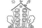 Outline cartoon kids illustration, an Illustration by Bubert Art (Thumbnail 13 of 33)