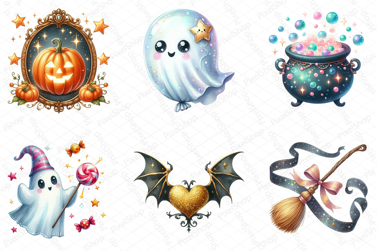 Sparkling Halloween Clipart, an Illustration by DreamPrint404 (Photo 3 of 5)