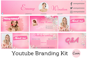 Youtube branding kit for Canva, a Social Media Template by Amiraliya
