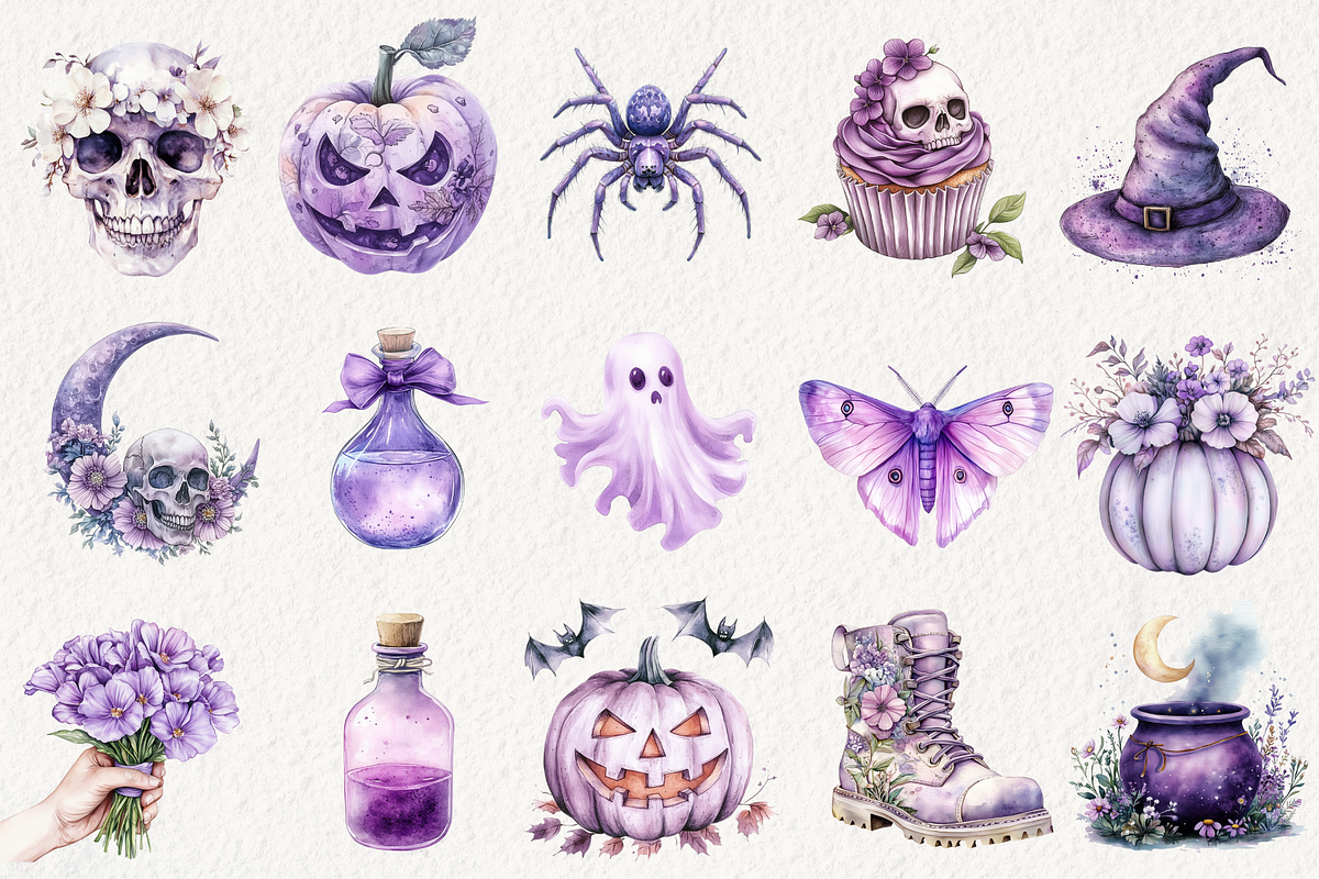Pastel Halloween Clipart, an Illustration by NadiaTheronArt (Photo 4 of 5)