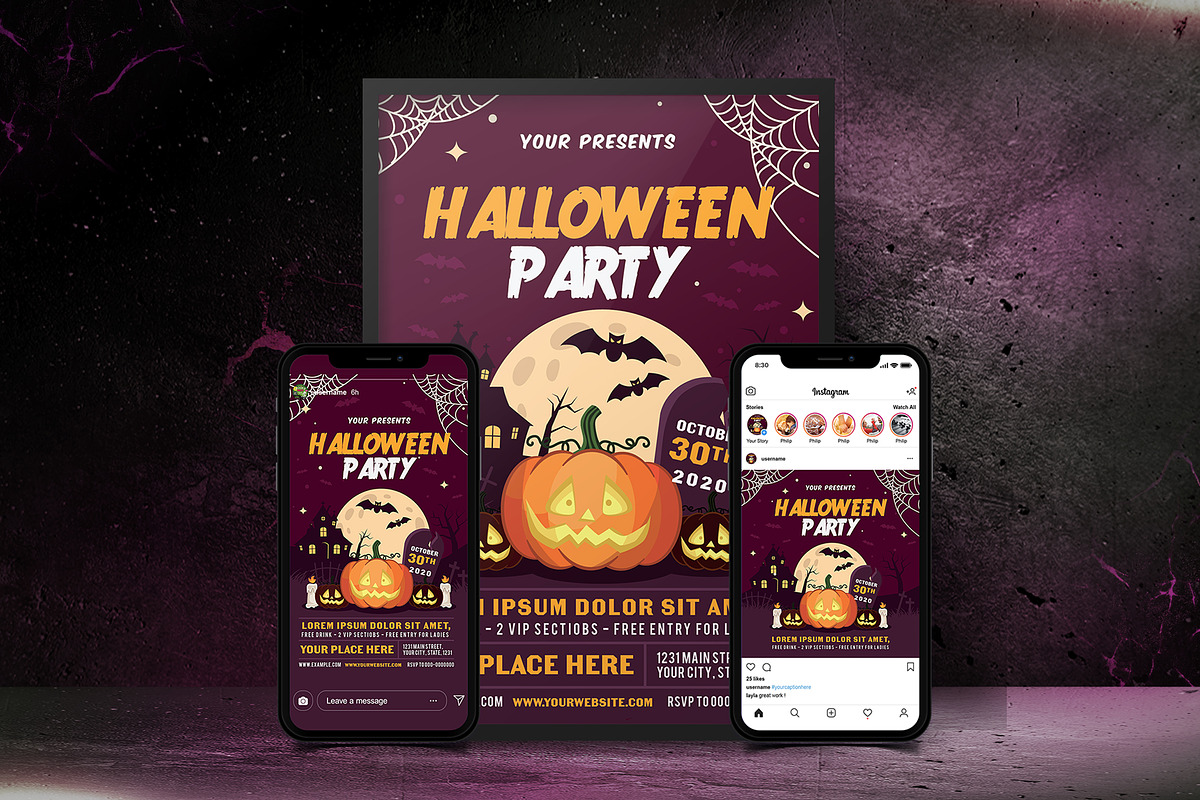 Bundle Halloween Party Flyer Set, a Flyer Template by Totem Design Studio (Photo 3 of 5)