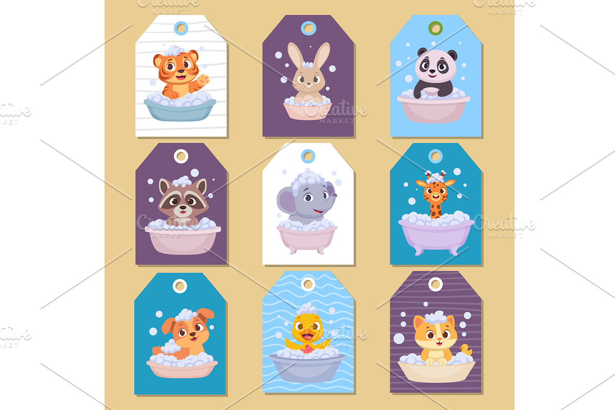 Animal bathing. tags design with, an Animal Illustration by Onyx