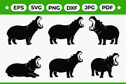 Hippo Silhouette Vector Bundle, an Object Graphic by Artonix (Thumbnail 1 of 3)
