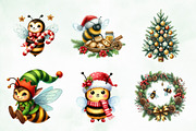 Cute Cartoon Christmas Bees Clipart, an Illustration by Creative Art (Thumbnail 2 of 9)