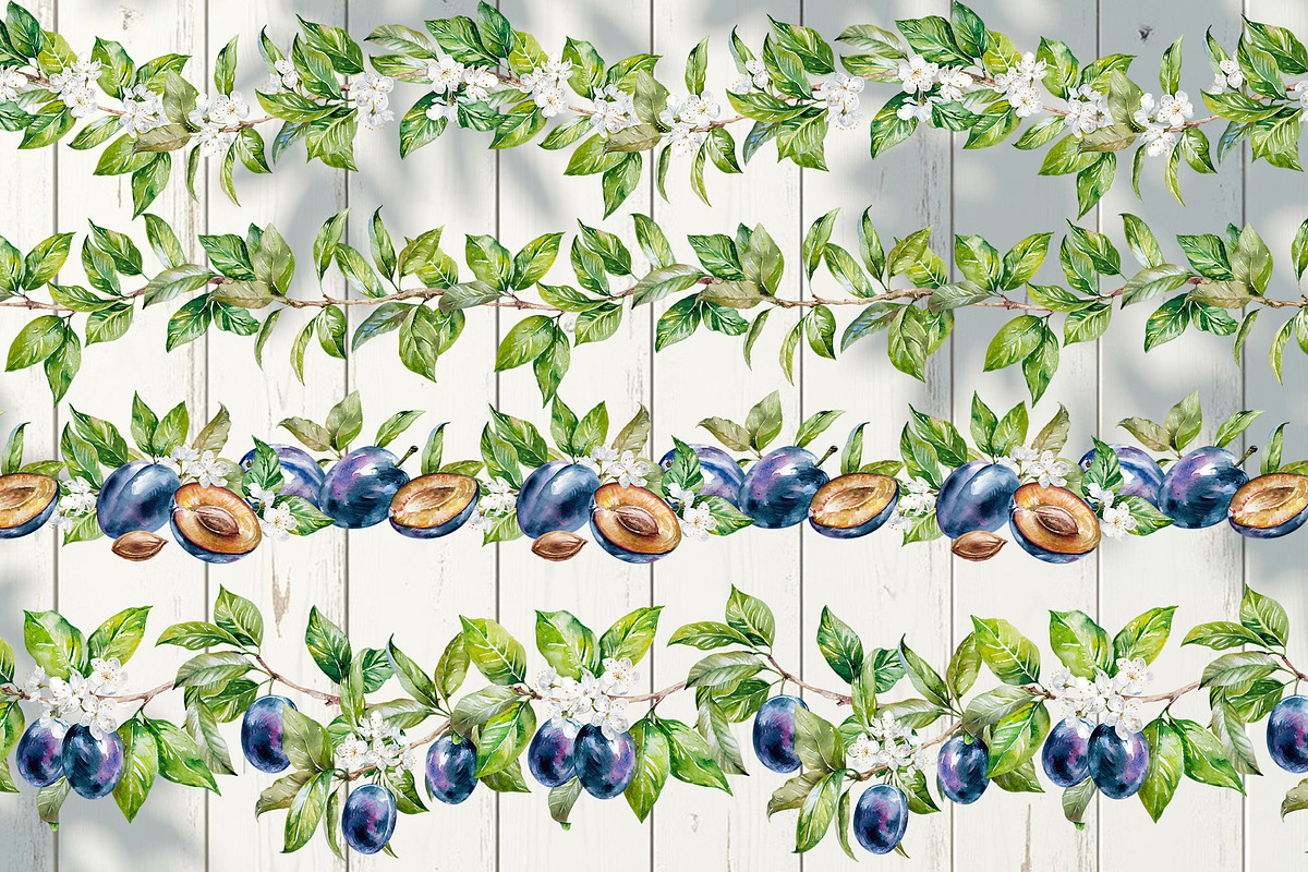 Blooming plum watercolor clipart, a Decorative Illustration by Eva Kleinman (Photo 10 of 14)