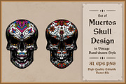 Muertos Skull Design Vector, an Illustration by vectstudio (Thumbnail 1 of 3)