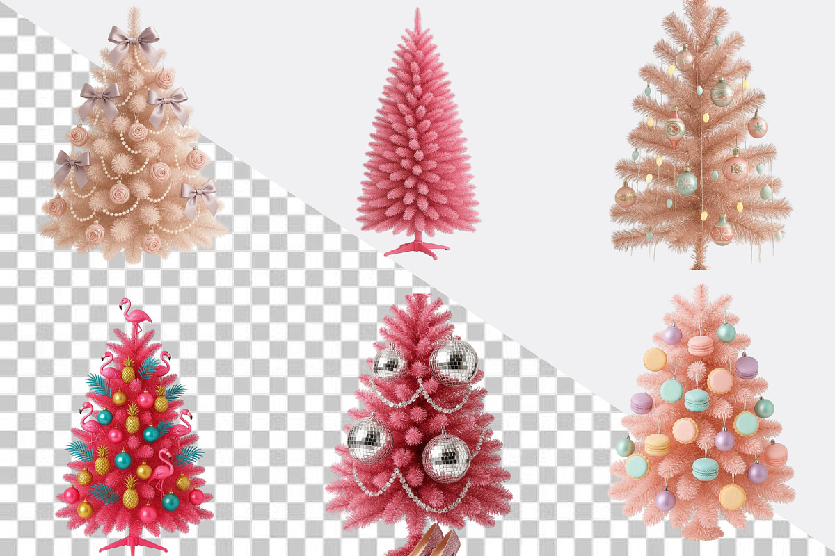 Pink Christmas Tree Clipart Bundle., an Illustration by SVGArt (Photo 2 of 8)