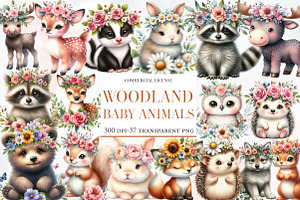 Woodland Baby Animals Clipart, an Illustration by Designworld