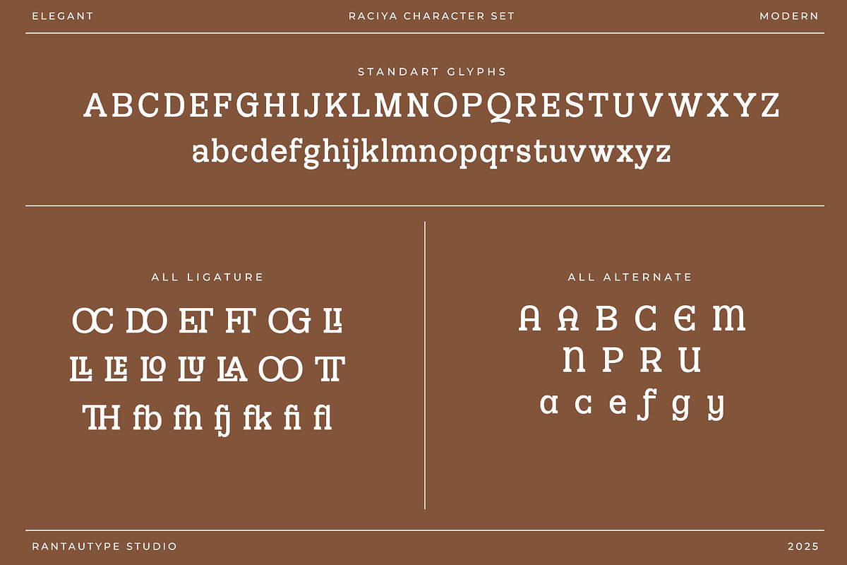 Raciya Modern Display Serif Font, a Serif Font by RantautypeStudio (Photo 14 of 15)