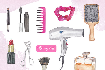 Beauty stuff watercolor clipart