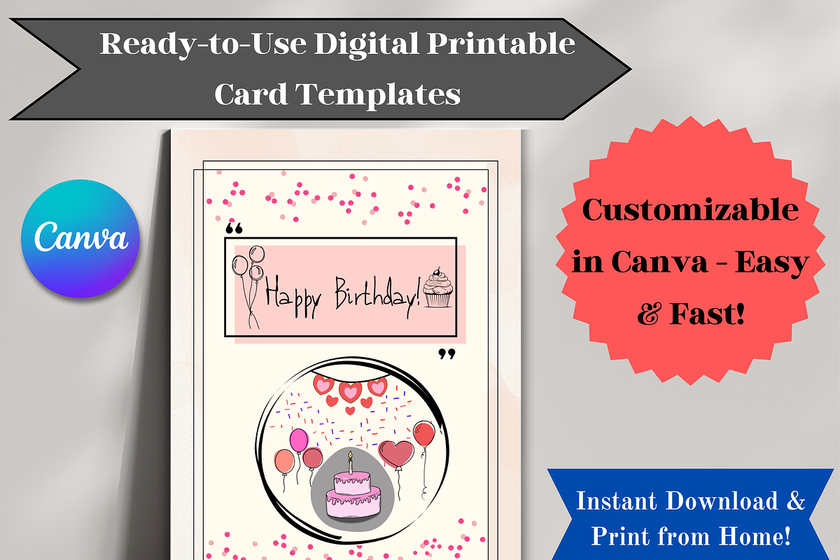 Simple Birthday Card Template, a Card Template by WynterLife Studio (Photo 6 of 7)