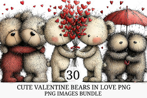 Cute Valentine Bears in Love PNG, an Illustration by Craft Nest