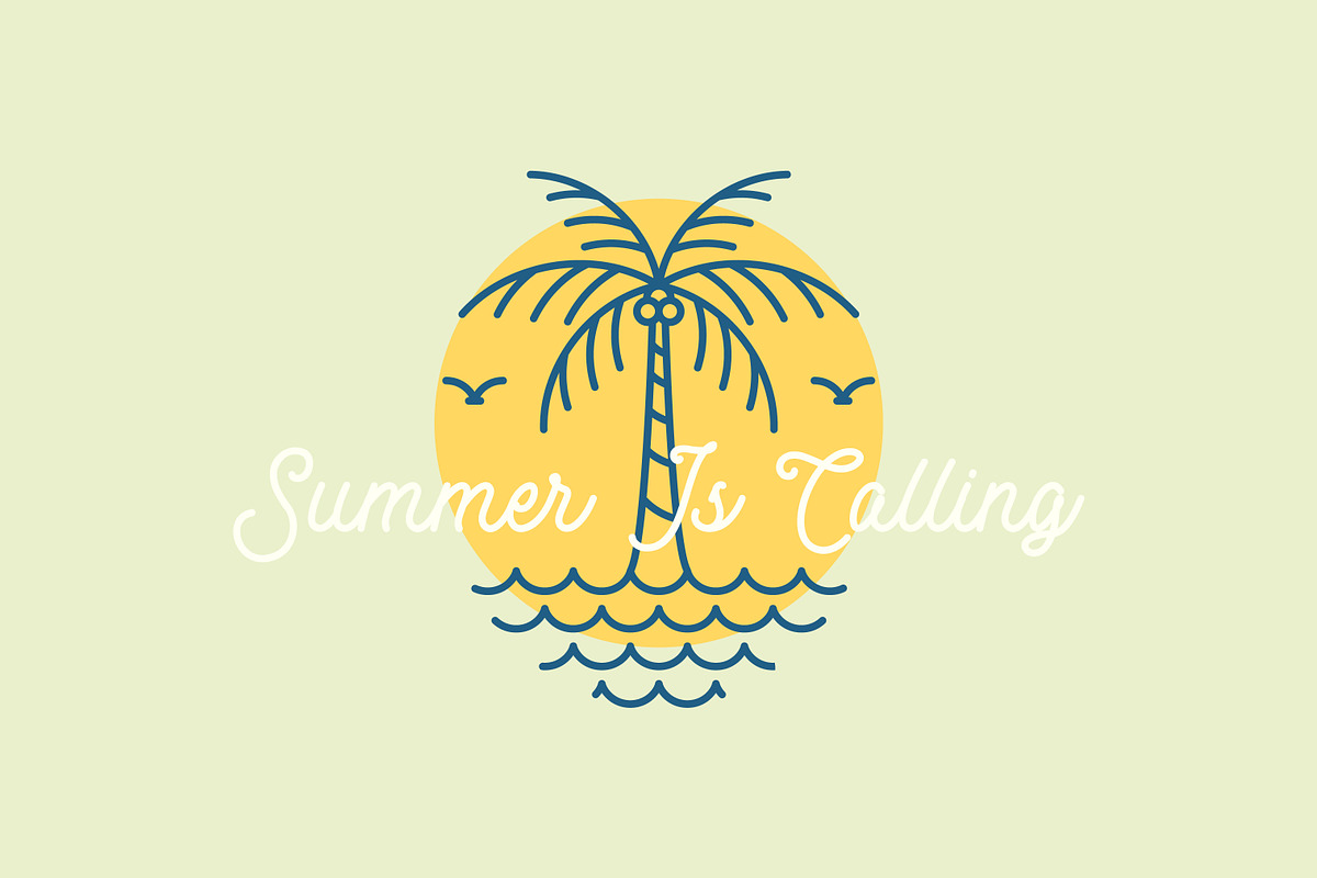 Summer is calling retro linear logo, a Branding & Logo Template by Signatoro (Photo 2 of 3)