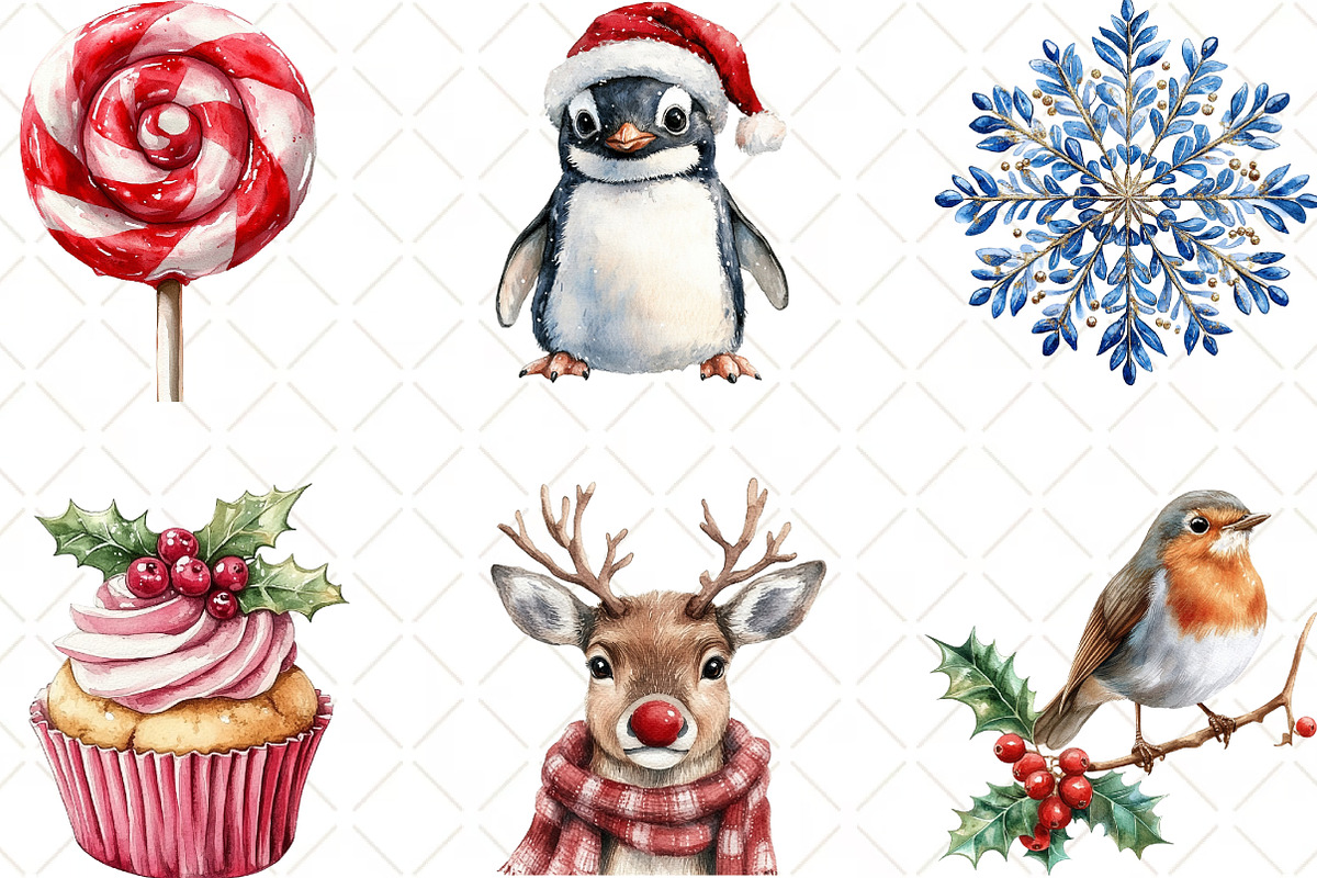 Watercolor Christmas Clipart Bundle, an Illustration by Black Bird Studio (Photo 6 of 6)