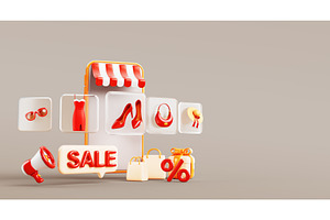 Online fashion shop sale banner, a Finance Illustration by Marozhkastudio