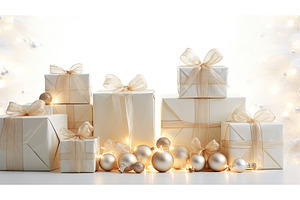 joy holiday gift background white ai, a Holiday Photo by pikepicture