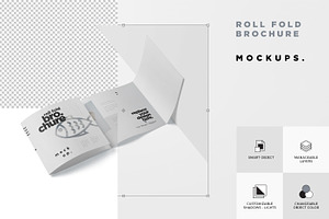 Roll-Fold Brochure Mockup - Square