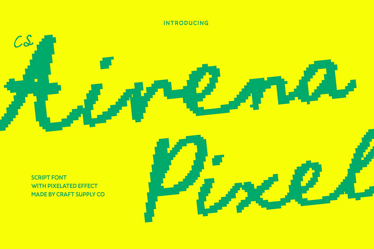 CS Airena Pixel, a Script Font by Craft Supply Co. (Photo 1 of 8)