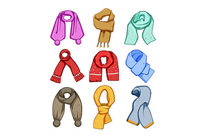scarf kid set cartoon vector, an Object Illustration by pikepicture
