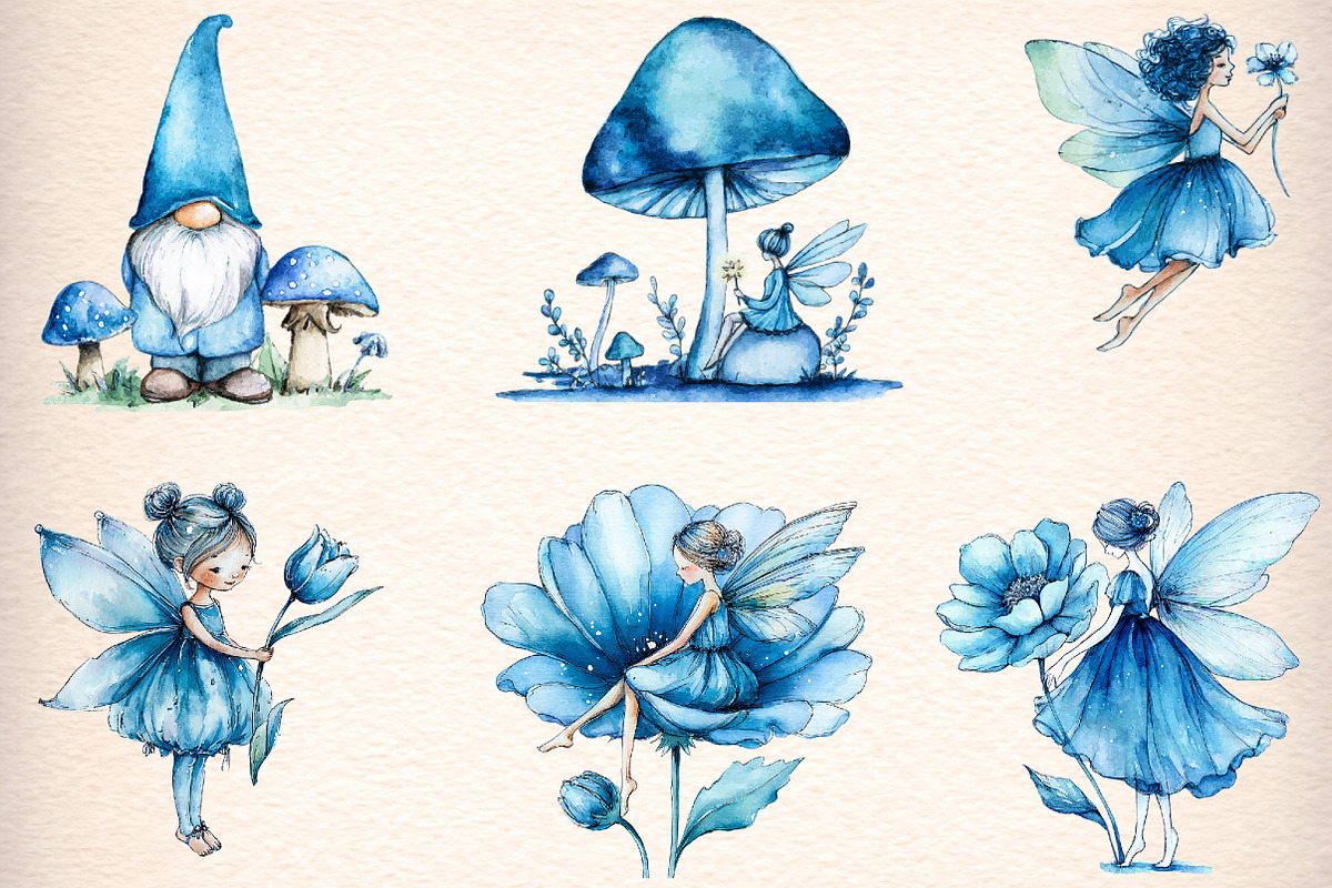 Watercolor Magical Garden Bule Fairi, an Illustration by Digital Artistic99 (Photo 3 of 10)