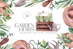 Watercolor Garden Herbs Clipart