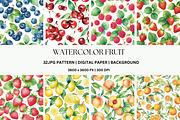 32JPG WATERCOLOR FRUIT PATTERNS, a Pattern Graphic by Vachira Digital Studio (Thumbnail 1 of 6)