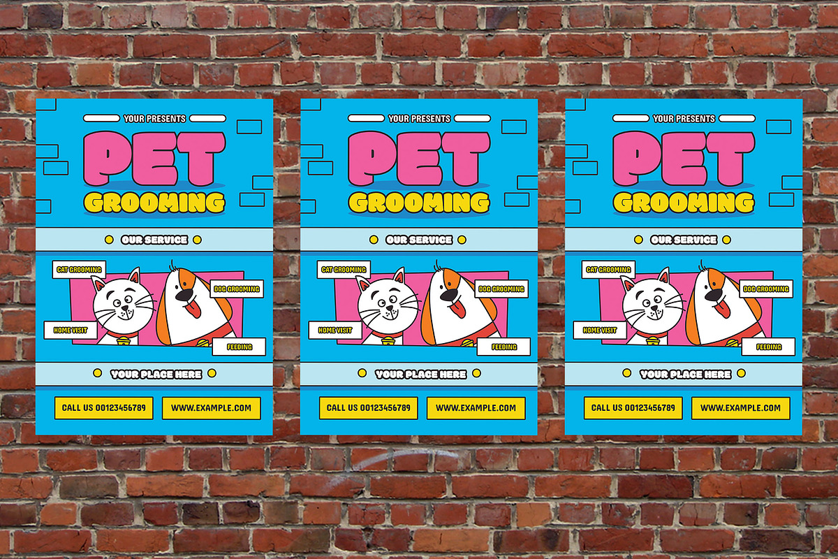 Blue Cartoon Pet Grooming Flyer Set, a Flyer Template by Aiyari Graphic (Photo 3 of 3)