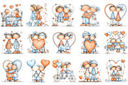 Whimsical Valentine Couple Clipart, an Illustration by designcity5 (Thumbnail 2 of 5)