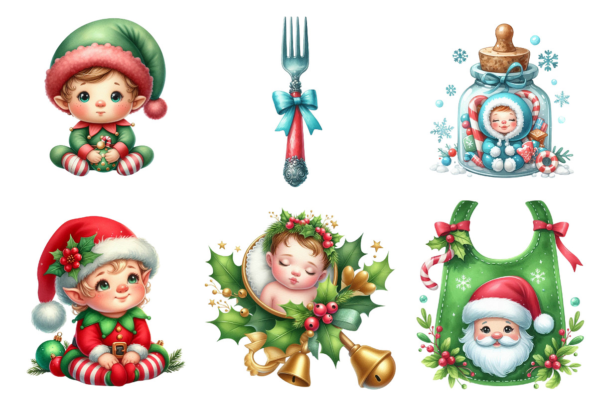 Christmas Babyshower Cliparts Bundle, an Illustration by SinaCreation (Photo 4 of 7)