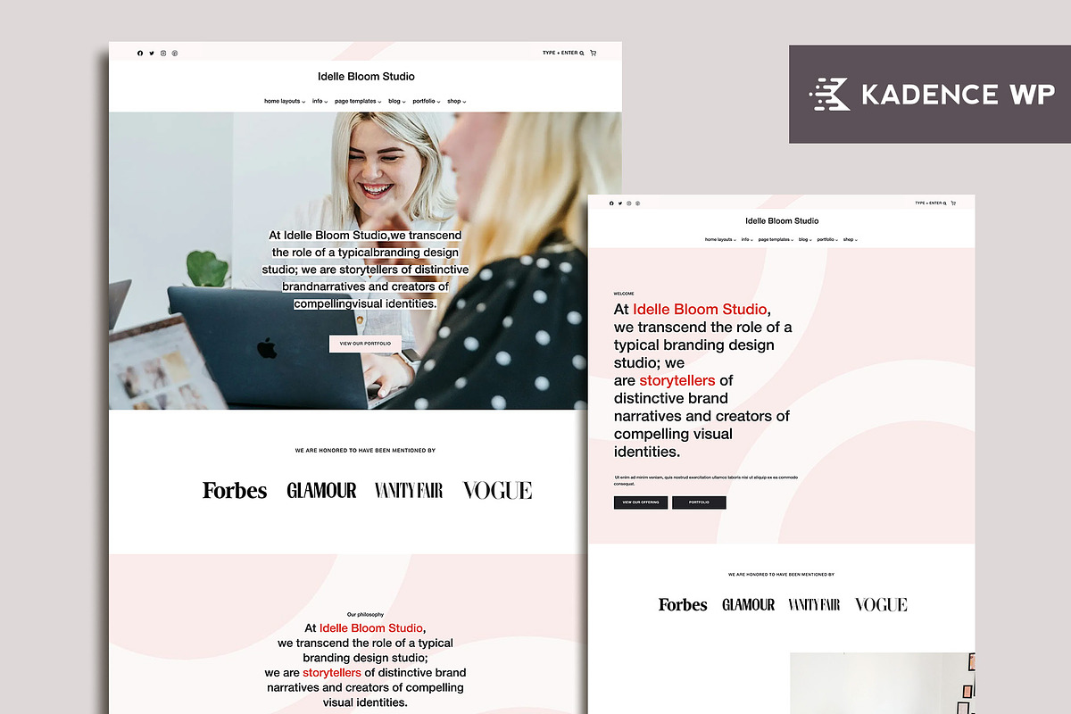 Idelle - Kadence & Wordpress Theme, a WordPress Template by Her creative details (Photo 1 of 4)