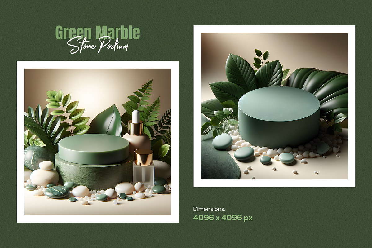 20 Green Marble Stone Podium Bundle, a Background Photo by zahidhossainalif (Photo 2 of 11)