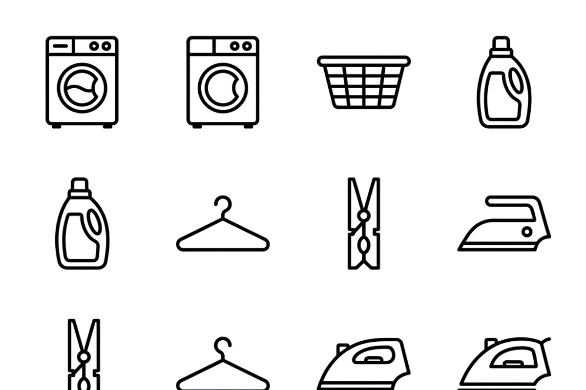 42 Laundry Essentials Icon Set, an Outline Icon by adenpinkstore (Photo 3 of 18)