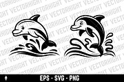 Cute friendly smiling dolphin, an Animal Illustration by Vectorhight (Thumbnail 3 of 3)