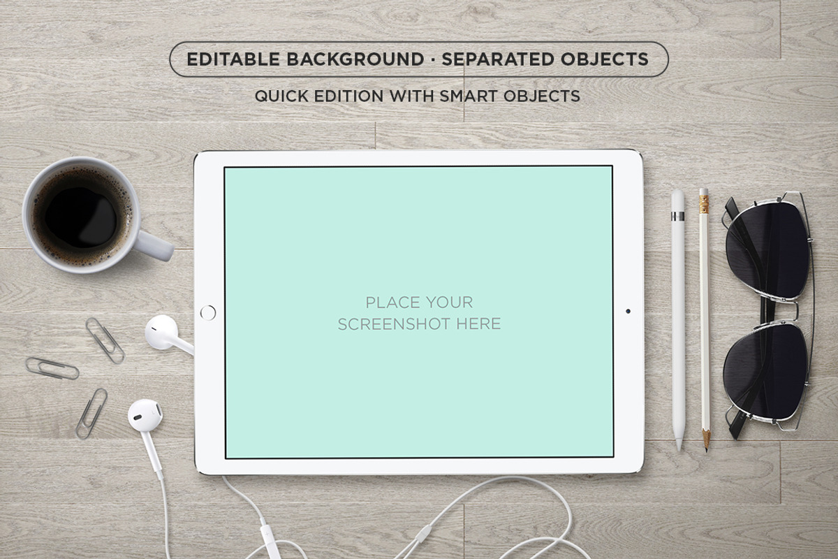 Mockup . White iPad Pro & Pencil, an iPhone Mockup by tomodachi studio (Photo 3 of 4)