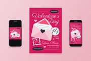 Pink Elegant Valentine Day Flyer Set, a Flyer Template by Aiyari Graphic (Thumbnail 1 of 3)