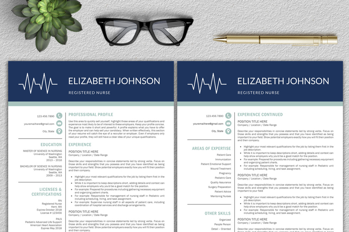 Nurse Resume | Medical CV Template, a Resume Template by Klamp Studio (Photo 3 of 9)
