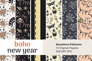 Boho New Year Seamless Patterns, a Pattern Graphic by TheClipAtelier (Thumbnail 1 of 3)